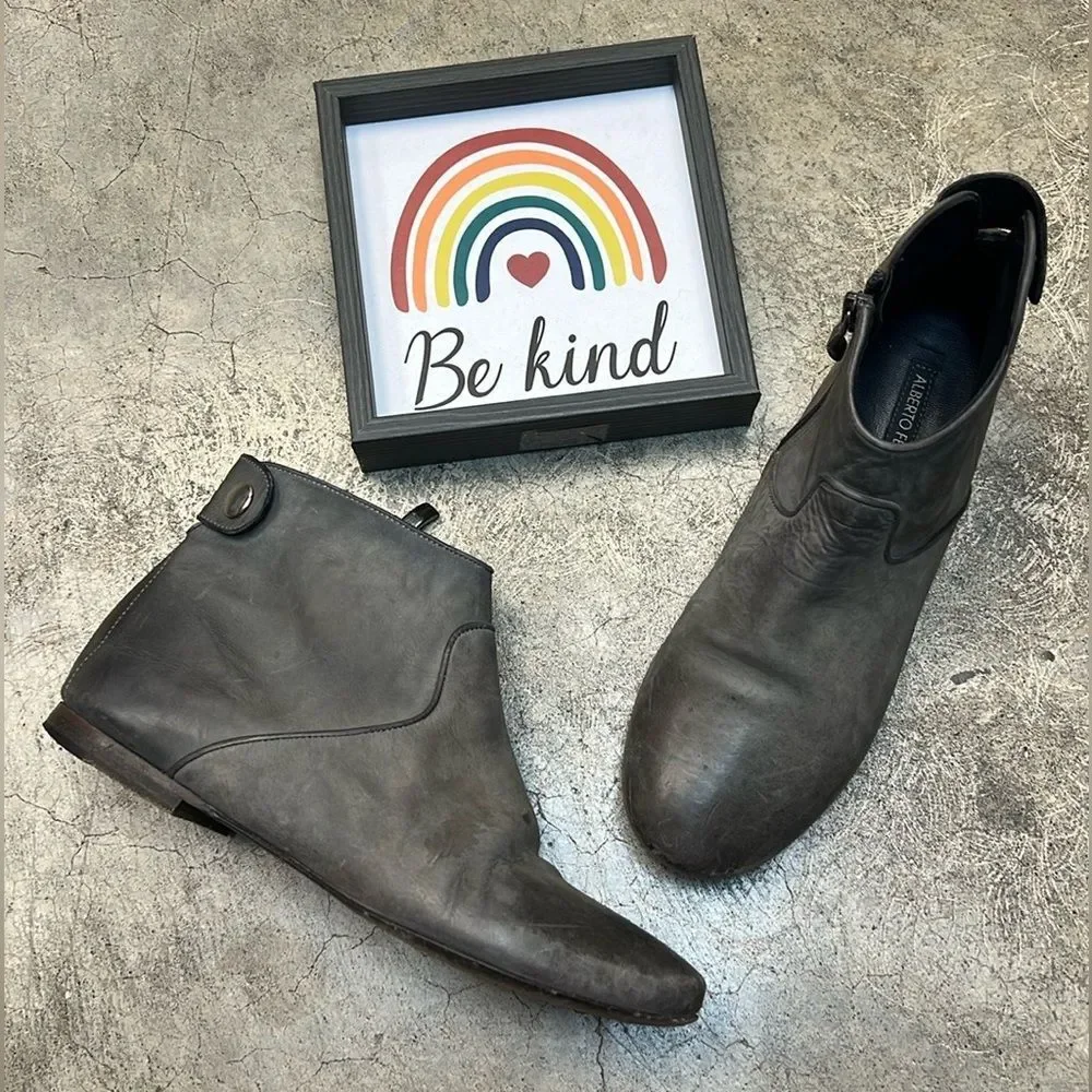 * Alberto Fermani charcoal leather ankle boots